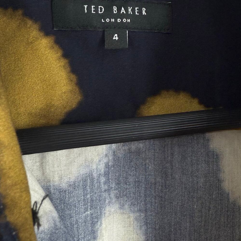 Ted Baker Mens Sz Large 4 Blurred Floral Print Formal Navy Blue Button Shirt - Picture 2 of 7